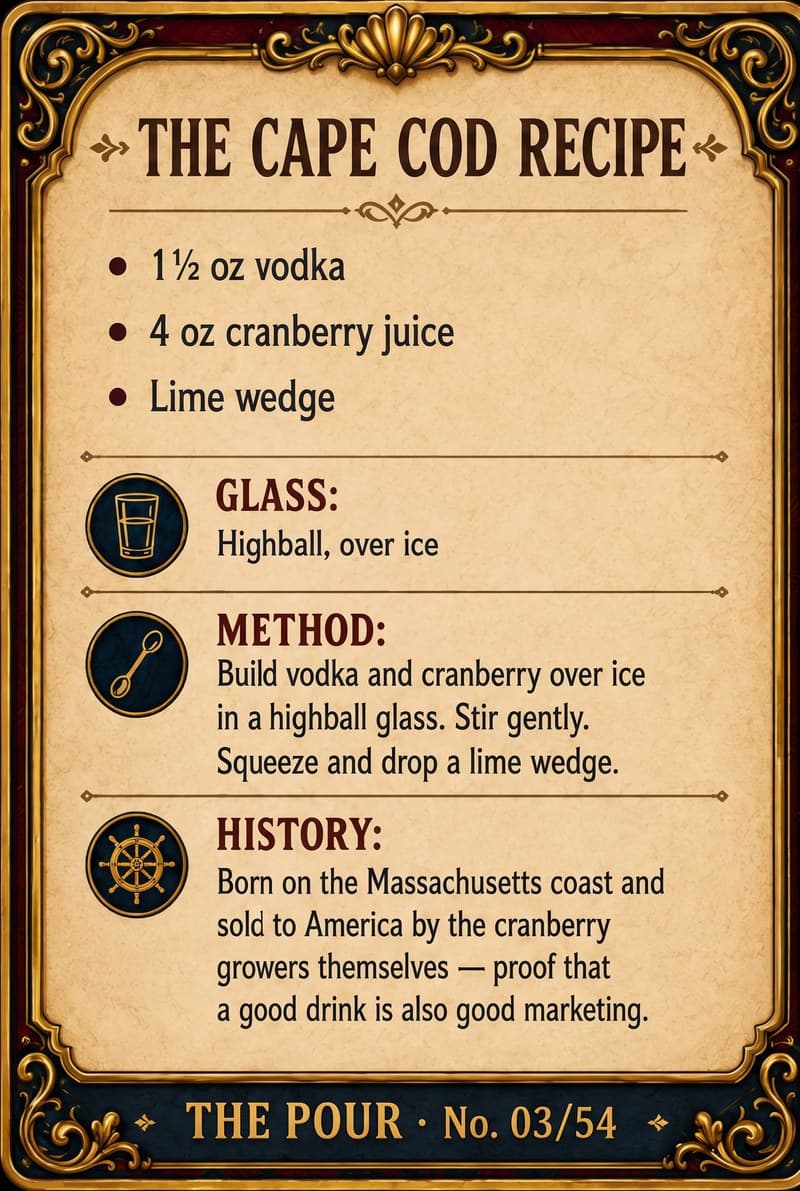 The back of a card — recipe, method, history